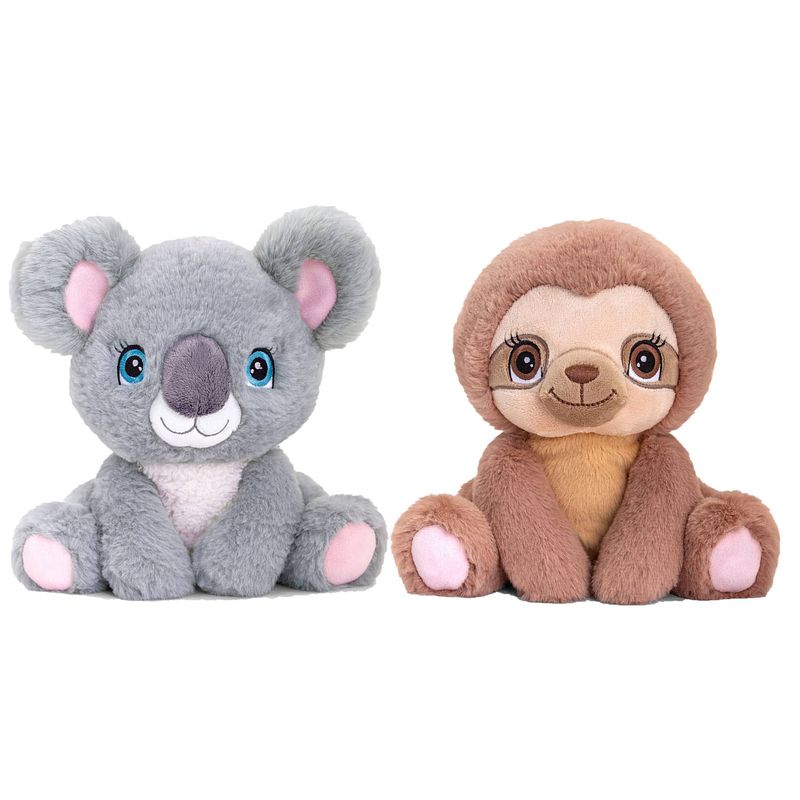 Foto van Keel toys - pluche knuffel dieren bosvriendjes set koala en luiaard 25 cm - knuffeldier