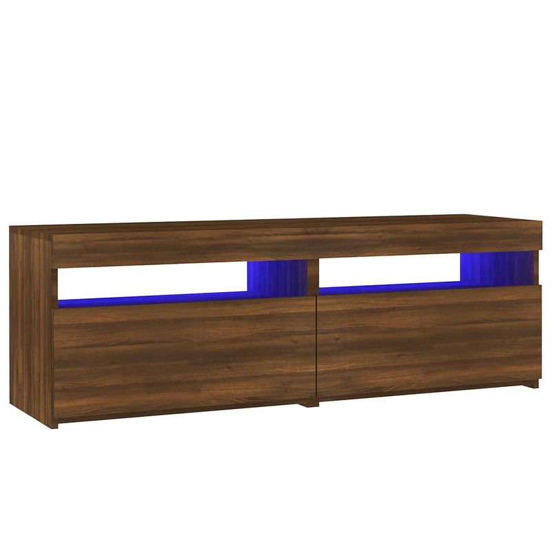 Foto van The living store televisiemeubel trendy bruineiken - 120x35x40 cm + rgb led-verlichting