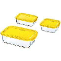 Foto van Luminarc keep 'sn box vershoudbak glas - geel - set-3