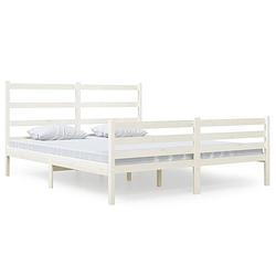 Foto van The living store - classic wooden bed frame - king size (150 x 200 cm) - solid pine - white