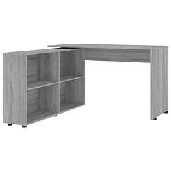 Foto van The living store hoekbureau bewerkt hout - 130x60x75 cm - grijs sonoma eiken