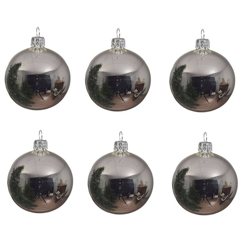 Foto van 6x zilveren glazen kerstballen 8 cm glans - kerstbal