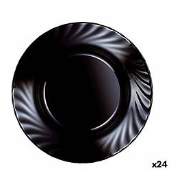 Foto van Diep bord luminarc trianon zwart glas (ø 22,5 cm) (24 stuks)