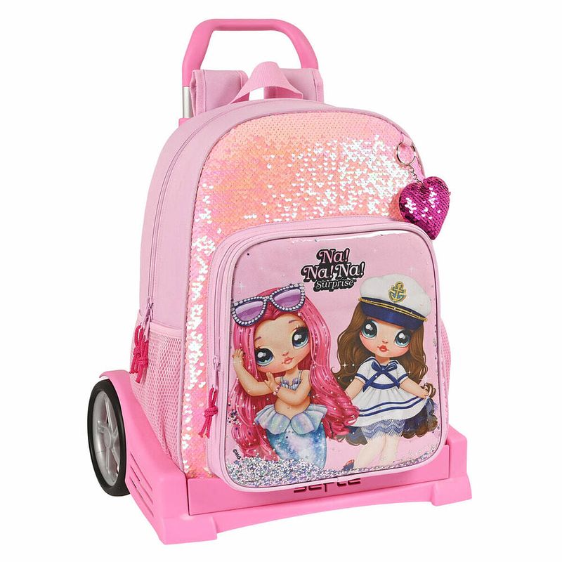 Foto van Schoolrugzak met wielen na!na!na! surprise sparkles roze (33 x 42 x 14 cm)