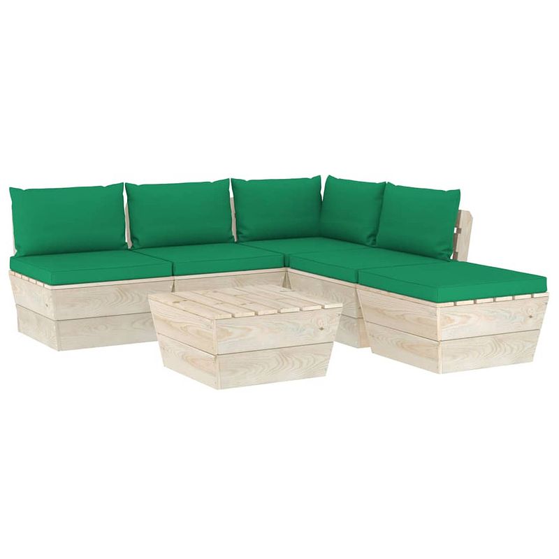 Foto van Vidaxl 6-delige loungeset met kussens pallet vurenhout