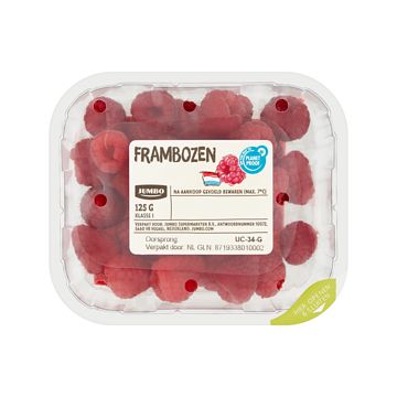 Foto van 3 voor € 5,50 | jumbo frambozen 125g aanbieding bij jumbo