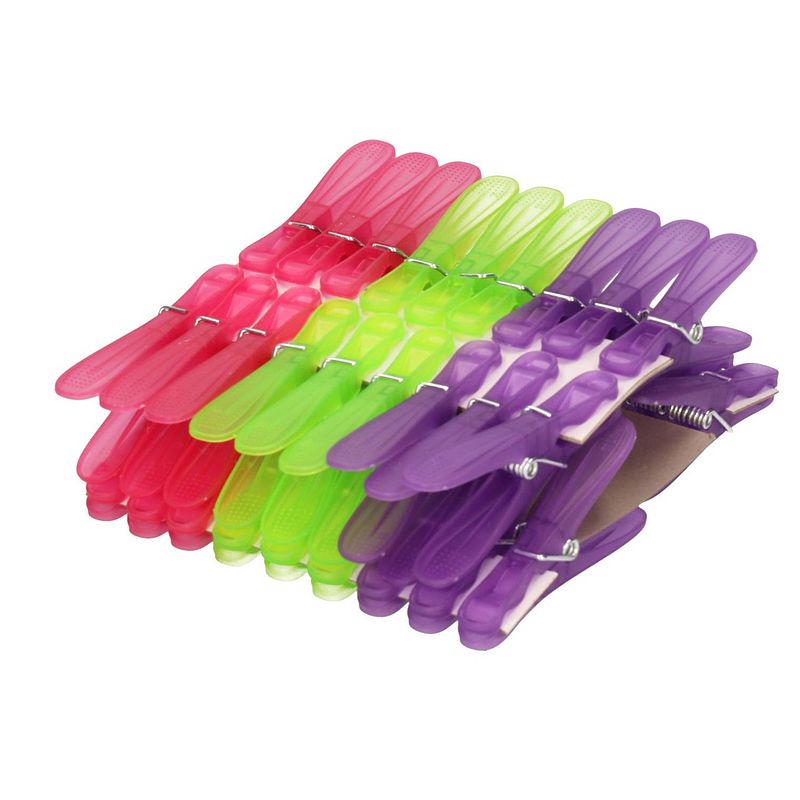 Foto van 36x plastic wasknijpers gekleurd - knijpers
