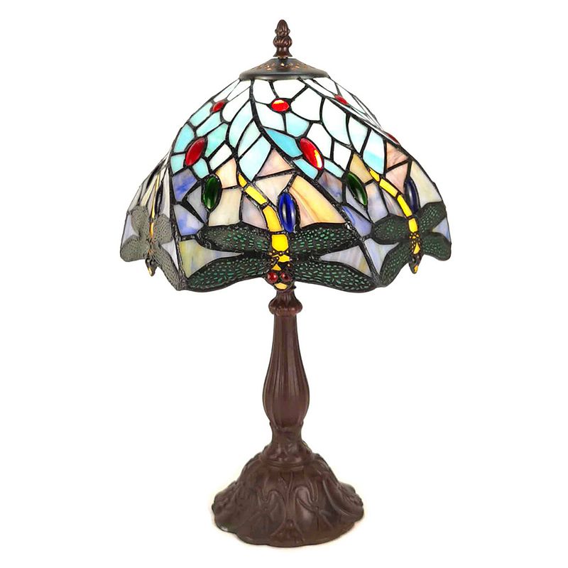 Foto van Haes deco - tiffany tafellamp blauw ø 27x48 cm fitting e27 / lamp max 1x60w