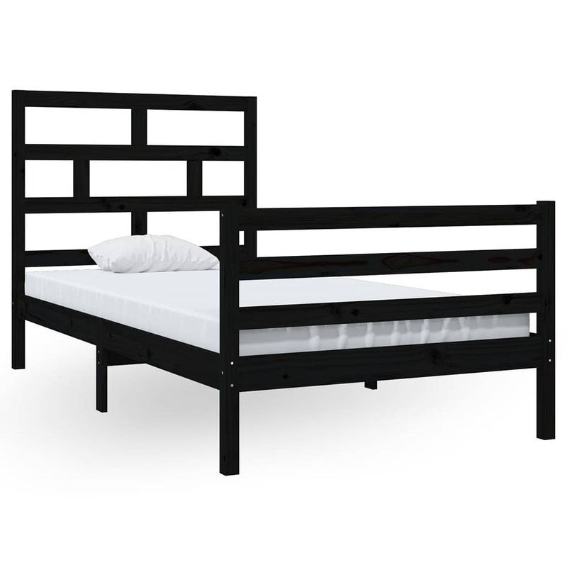 Foto van Vidaxl bedframe massief grenenhout zwart 100x200 cm