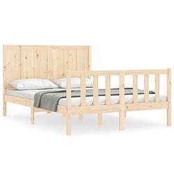 Foto van The living store bedframe grenenhouten - bedden - 205.5 x 125.5 x 100 cm - massief grenenhout