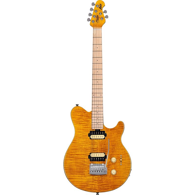 Foto van Sterling by music man axis flame maple ax3fm trans gold elektrische gitaar