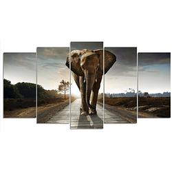 Foto van Diamond painting pakket safari olifant - 5 luik - volledig - full - seos shop ®