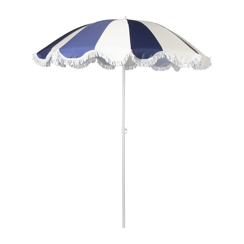 Foto van Parasol gestreept - blauw/wit - ø160x180 cm