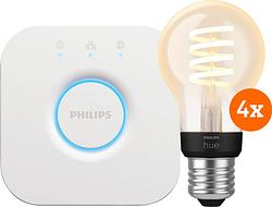 Foto van Philips hue filament white ambiance standaard 4-pack + bridge