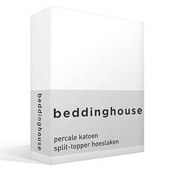 Foto van Beddinghouse percale katoen split-topper hoeslaken - 100% percale katoen - lits-jumeaux (180x210/220 cm) - white