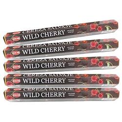 Foto van 5x pakje wierook stokjes wild cherry - wierookstokjes