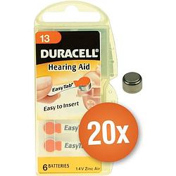 Foto van Voordeelpak duracell gehoorapparaat batterijen - type 13 (oranje) - 20 x 6 stuks
