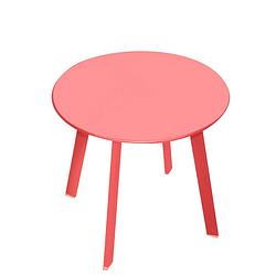 Foto van Gebor - ronde tuintafel - tafel voor in de tuin - tafel voor op de camping - balkontafel - metaal - rood -