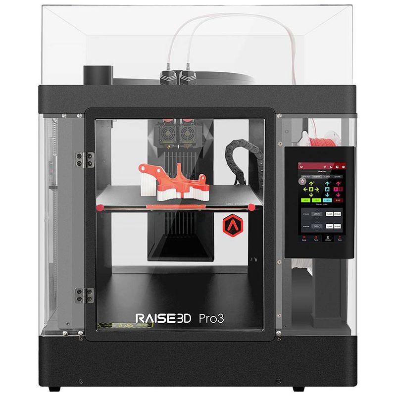 Foto van Raise3d pro3 dual extruder 3d-printer verwarmd printbed, dual nozzle-systeem (dual extruder), flexibel metaalbed, incl. filament, incl. behuizing, incl.