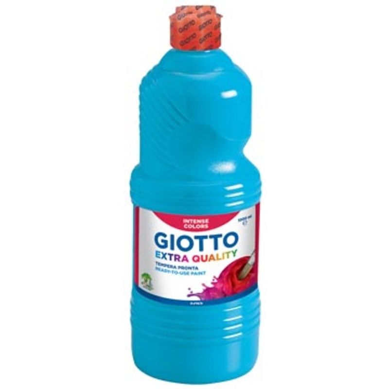 Foto van Giotto extra quality plakkaatverf, fles van 1000 ml, cyaan