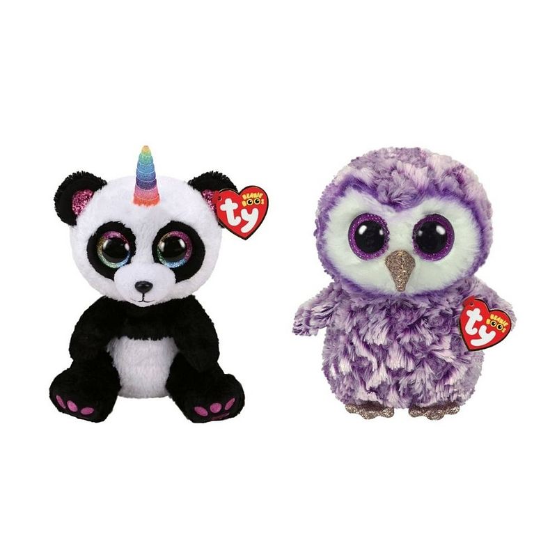 Foto van Ty - knuffel - beanie buddy - paris panda & moonlight owl