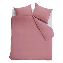 Foto van Ambiante cotton uni dekbedovertrek - lits-jumeaux (260x200/220 cm + 2 slopen) - katoen - pink