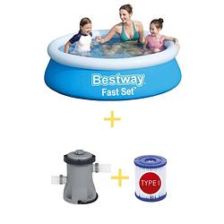 Foto van Bestway zwembad - fast set - 183 x 51 cm - inclusief filterpomp & filter