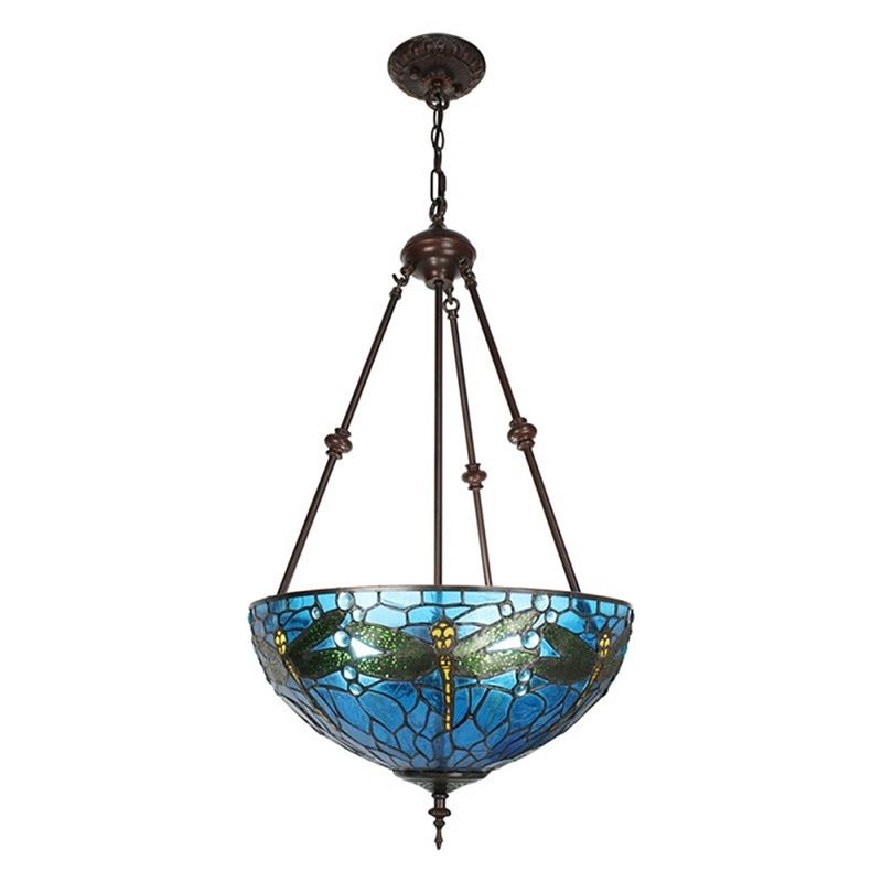 Foto van Clayre & eef blauwe hanglamp tiffany ø 41*170 cm e27/max 2*60w 5ll-9338