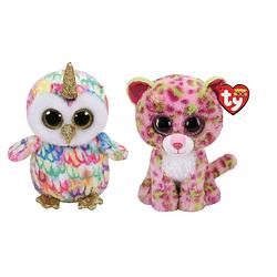 Foto van Ty - knuffel - beanie boo's - enchanted owl & lainey leopard