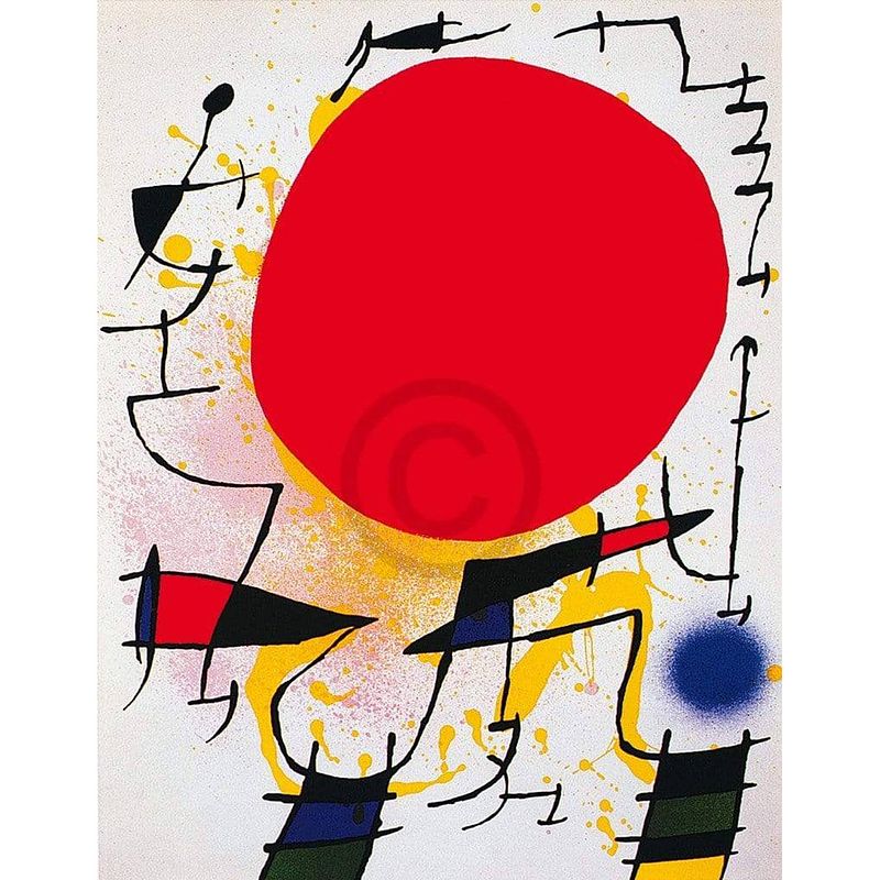 Foto van Joan miro - le soleil rouge kunstdruk 60x80cm