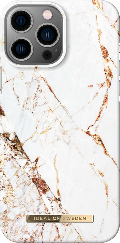 Foto van Ideal of sweden carrara gold apple iphone 14 pro max back cover