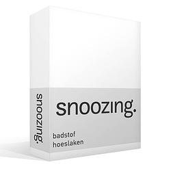 Foto van Snoozing badstof hoeslaken - 80% katoen - 20% polyester - 1-persoons (90x200/220 of 100x200 cm) - wit