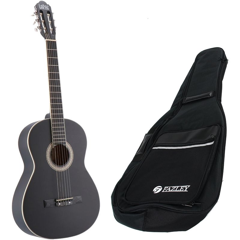 Foto van Lapaz c30bk klassieke gitaar 4/4-formaat zwart + gigbag