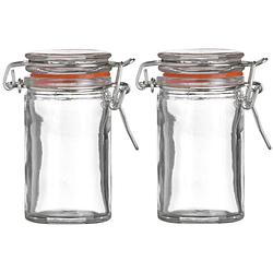 Foto van Urban living voorraadpotje/kruidenpotje - 2x - mini - 70 ml - glas - met beugelsluiting - voorraadpot