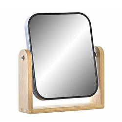 Foto van Make-up spiegel op standaard bamboe/zwart h21 en d18 cm - spiegels