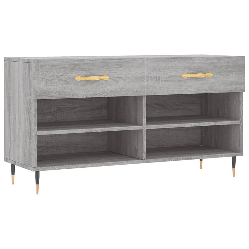 Foto van The living store schoenenbank - schoenenkast - grijs sonoma eiken - 102x35x55 cm - duurzaam materiaal