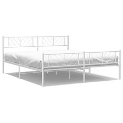 Foto van Vidaxl bedframe met hoofd- en voeteneinde metaal wit 183x213 cm