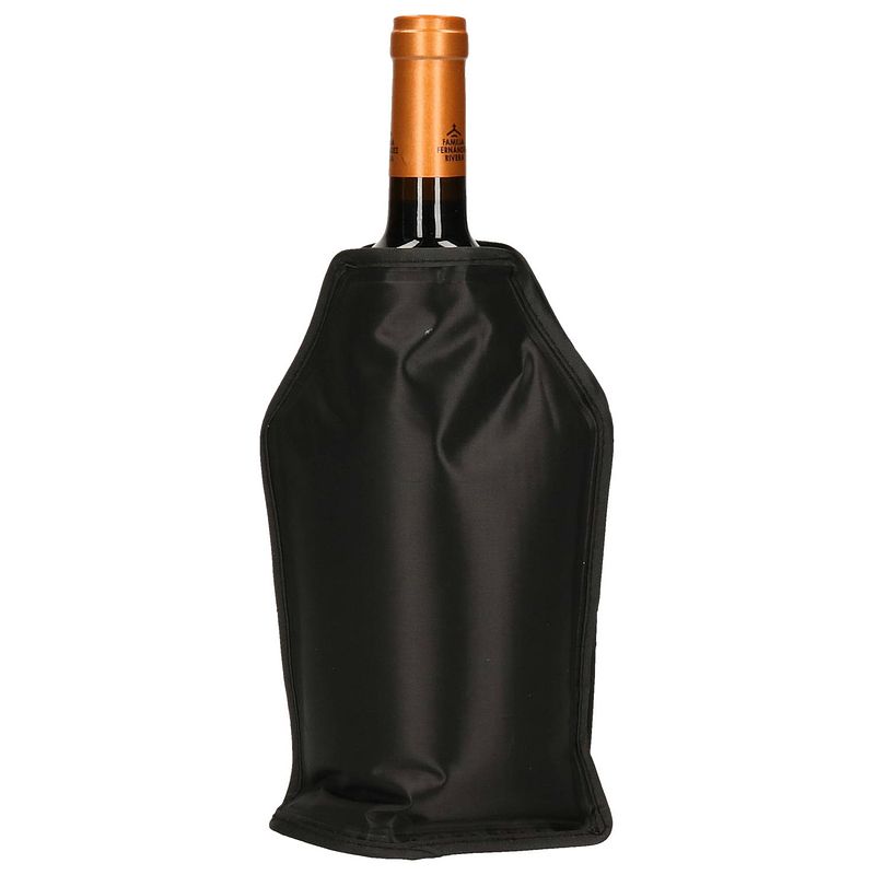 Foto van Wijnkoeler/flessenkoeler/koelhoudhoes flesjes - zwart - 15 x 22 cm - koelelementen