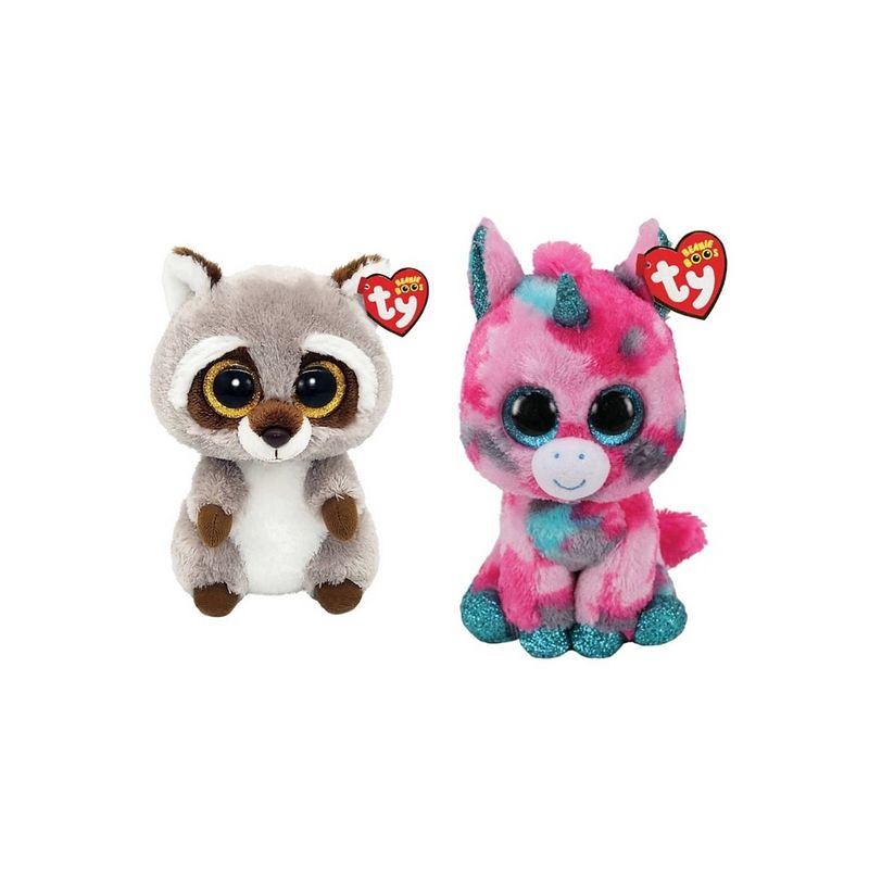 Foto van Ty - knuffel - beanie boo's - gumball unicorn & racoon