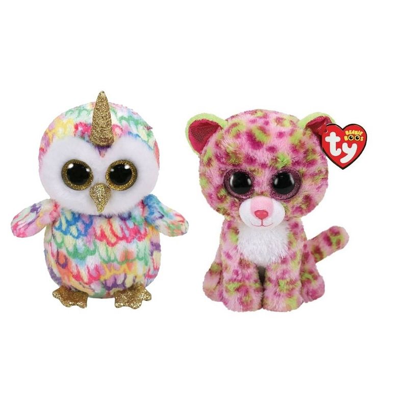 Foto van Ty - knuffel - beanie boo's - enchanted owl & lainey leopard