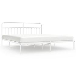 Foto van The living store bedframe - klassiek - metalen constructie - 207 x 206 x 100 cm - wit