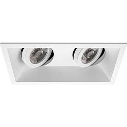 Foto van Spot armatuur gu10 - pragmi zano pro - inbouw rechthoek dubbel - mat wit - aluminium - kantelbaar - 185x93mm