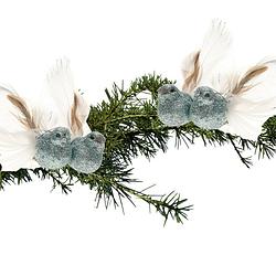 Foto van 4x stuks decoratie vogels op clip glitter ijsblauw 11 cm - kersthangers
