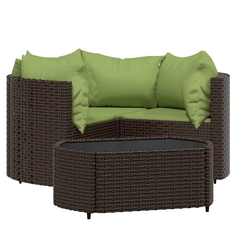 Foto van Vidaxl 4-delige loungeset met kussens poly rattan bruin