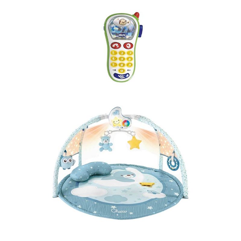 Foto van Chicco bundel - speelkleed - babygym kleurenplezier - blauw & rammelaar - baby fototelefoon