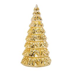 Foto van 1x stuks led kaarsen kerstboom kaars goud d10 x h23 cm - led kaarsen