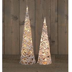 Foto van Set van 2x stuks led verlichte kegel kerstbomen 40 en 60 cm - kerstverlichting figuur