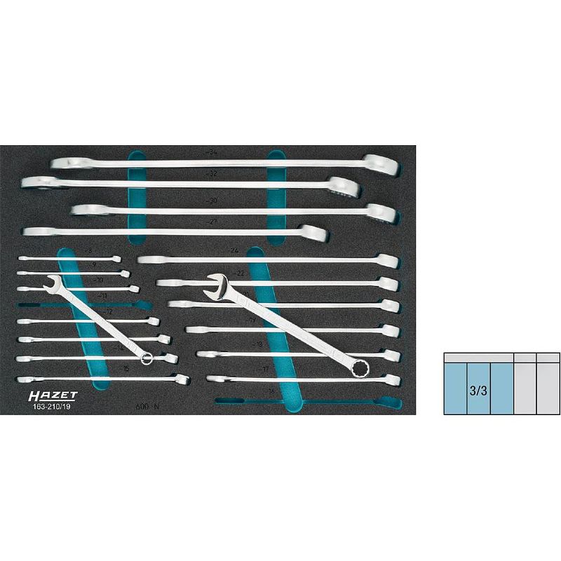 Foto van Hazet 163-210/19 163-210/19 ring-steeksleutelset 19-delig 8 - 34 mm