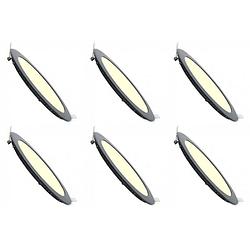 Foto van Led downlight slim 6 pack - inbouw rond 6w - warm wit 3000k - mat zwart aluminium - ø120mm