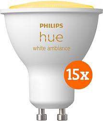 Foto van Philips hue white ambiance gu10 15-pack